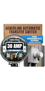 GenerLink Automatic Transfer Switch for Home Generator w/Surge Protection - Meter Mounted Transfer Switch for Portable Generators - Outdoor & Home - Fast and Easy Installation - 40AMP