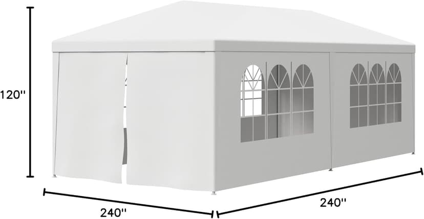 HomGarden 10'x20' Outdoor Canopy Tent Camping Gazebo Storage Shelter Pavilion Cater for Party Wedding Events BBQ w/4 Removable Enclosure Sidewalls & 2 Zippered Doorways