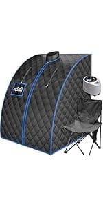 Infrared Saunas for Home, Portable Dry Sauna with Heating Foot Pad, Infrared Saunas with Big Sauna Chair, 3.2’ x 3.2’ x 6.0’, Black