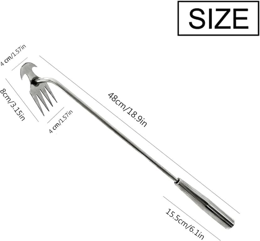 2023 New Weeding Artifact Uprooting Weeding Tool, Premium Manganese Steel Forged Weed Puller 4 Teeth Dual Purpose Weeder, Hand Weeder Tool for Gardening with Long Handle (19.6 inch stainless steel)