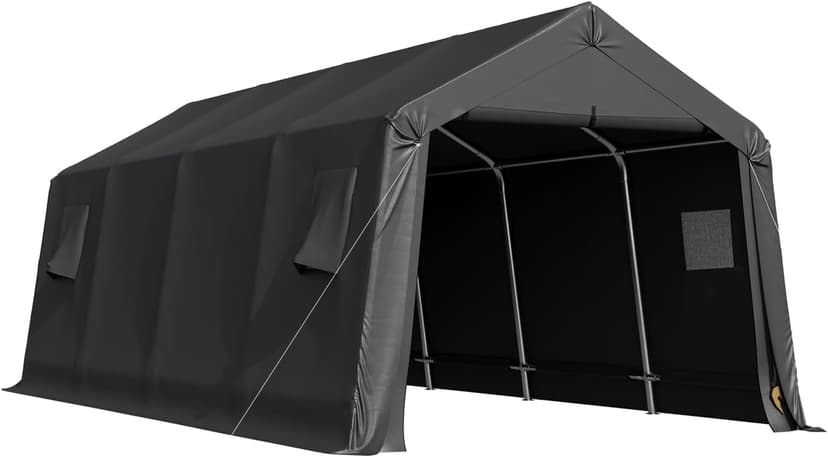 MELLCOM 10 x 20 FT Heavy Duty Carport, Portable Garage with All-Steel Metal Frame & Vents, Anti-Snow Car Canopy Outdoor Storage Shelter shed for Car, Truck, Boat