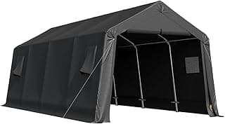 MELLCOM 10 x 20 FT Heavy Duty Carport, Portable Garage with All-Steel Metal Frame & Vents, Anti-Snow Car Canopy Outdoor Storage Shelter shed for Car, Truck, Boat