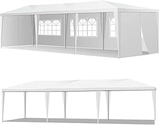 10'X30' Outdoor Gazebo, Canopy Tent Heavy Duty Wedding Party Tent with 8 Removable Sidewalls for Outdoor Wedding, BBQ, Camping, Backyard, Tents for Parties
