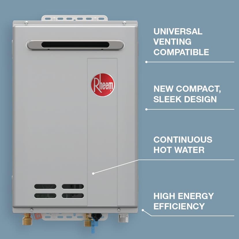 Rheem RTG-84XLN-3 High Efficiency Non-Condensing Outdoor Tankless Natural Gas Water Heater, 8.4 GPM