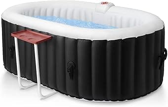 Edostory Hot Tub Inflatable Portable Oval Spa 2 Person Hot Tub with 90 Bubble Jets, Cover, Filter Cartridges, Pump, Black