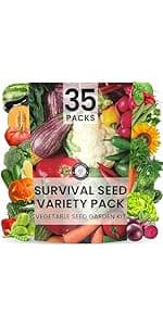 35 Vegetable Seeds | Survival Variety Pack | 2025 Season | Individually Packed Vegetables, Herbs and Fruits | Emergency Seed Vault for Doomsday Prepping | by Family Sown