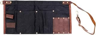 Luchuan Waterproof Waxed Canvas Tool Apron With the Adjustable Genuine Leather Belt (Black)