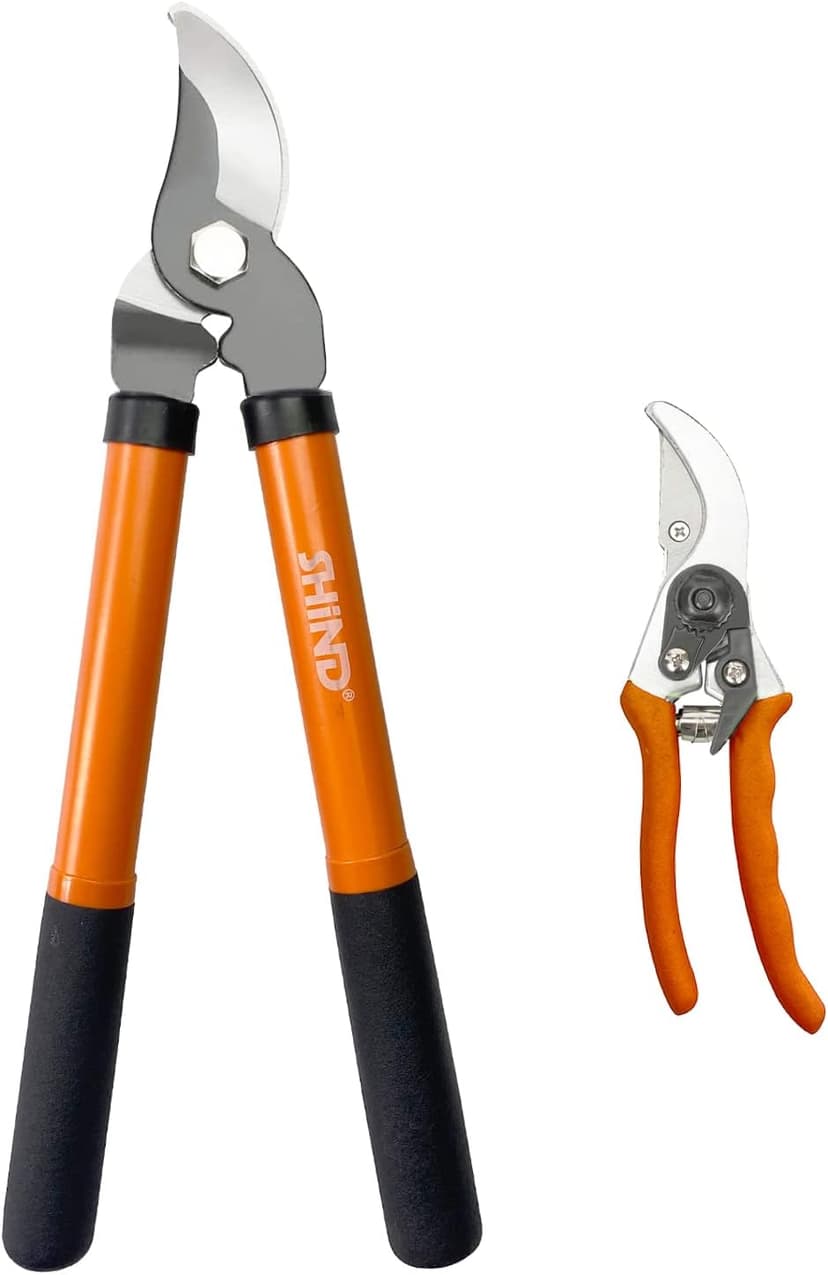 SHIND Bypass Lopper Lightweight and durable garden Clippers and Manual heavy-duty trimmer Set, Strength Saving Hardwearing Garden Shears Suitable for potted plant, flower, branch trimming up to 380mm