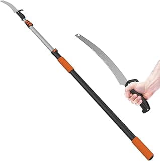 26FT Pole Saw, Telescoping Tree Trimmer with 5-20FT Extension Pole, Manual Branches Pruner for Backyard