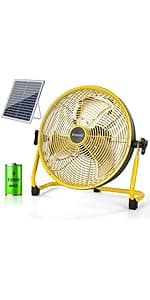 Solar Ceiling Fan Kit, 25W Solar Powered Rechargeable Ceiling Fan with Light for Outdoor Gazebo Canopy Tent, with 32Wh/10000mAh Battery Backup, Remote Control