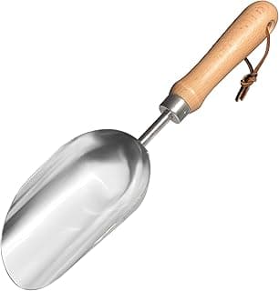 GREBSTK Garden Hand Large Capacity Fertilizer Scoop Soil Shovel Stainless Steel Gardening Trowel for Transplanting, Digging, Planting, Cultivation