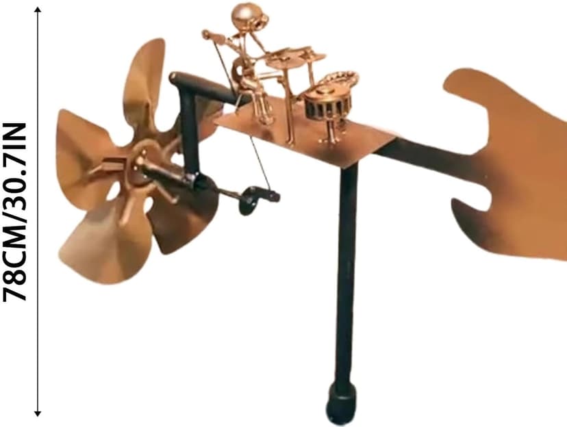 Metal Drummer Windmill Garden Decor, Percussionist Music Figurine, Wind-Powered Art Sculpture for Yard, Patio