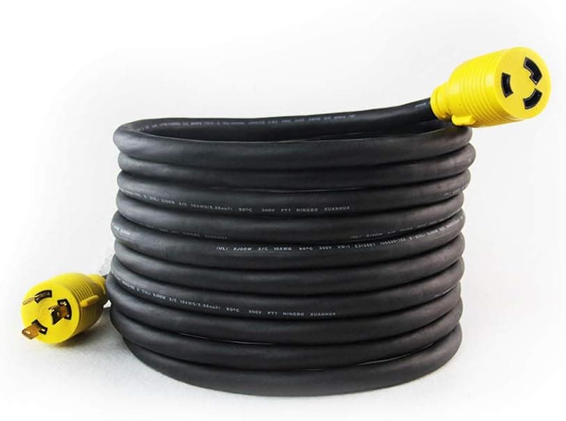 NEMA L6-30P to L6-30R Heavy Duty Generator Locking Power Cord,3X10 Gauge SJOOW Rubber Cable, Generator Lock Extension Cord with UL Listed, Black,250V,30Amp,7500W, 25FT
