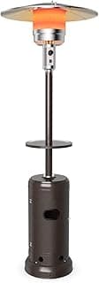 Tangkula 48,000 BTU Propane Patio Heater with Wheels, Outdoor Heaters for Patio with Shelf Tabletop, Stainless Steel Burner, Auto Shut Off & Tip-Over Protection, Portable Patio Heaters for Outdoor Use