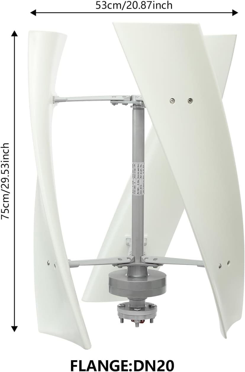 Wind Turbine, 500W Vertical Axis Wind Turbine Generator Home Windmill Kit Hybrid Wind System with Controller for Home, Business, Industrial Energy Supply (500W 12V White)