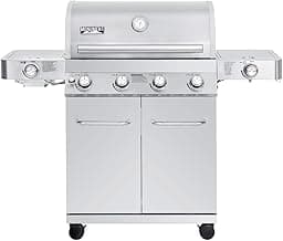 Monument Grills Larger 4-Burner Propane Gas Grills Stainless Steel Cabinet Style with Side & Side Sear Burners, Built-In Thermometer, and Knob Controls