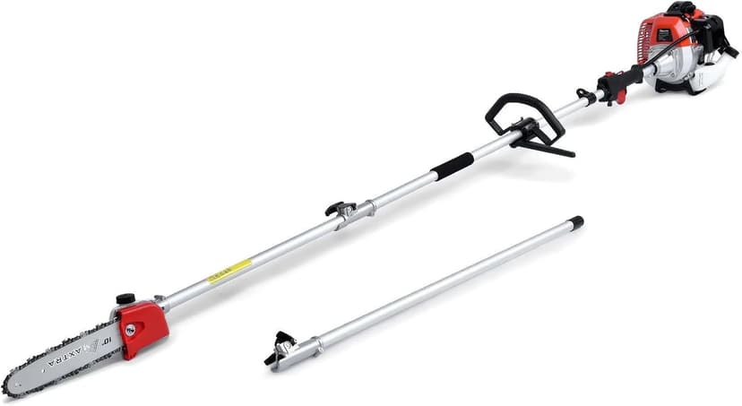Pole Saw Gas Powered, 16-Foot Reach 42.7CC 2-Cycle 10-Inch Bar Cordless Extendable Long Trimmer Power Gasoline Chainsaw For Tree Hedge Trimming Bush Pruning, Regular Saw Head