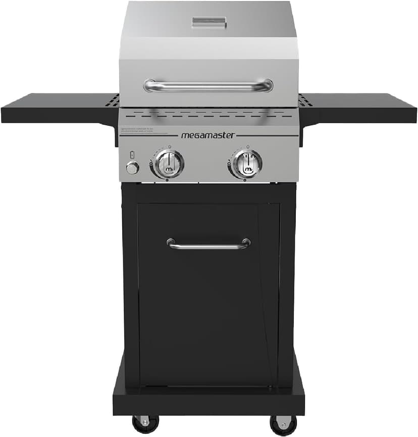 2-Burner Propane Barbecue Gas Grill with Foldable Side Tables, Perfect for Camping, Outdoor Cooking, Patio, Garden Barbecue Grill, 28000 BTUs, Silver and Black, 720-0864MA