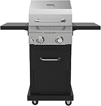 2-Burner Propane Barbecue Gas Grill with Foldable Side Tables, Perfect for Camping, Outdoor Cooking, Patio, Garden Barbecue Grill, 28000 BTUs, Silver and Black, 720-0864MA