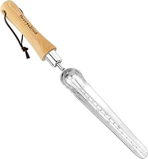 Seeding Widger,Stainless Steel Seed Dibber Tool with Measuring Scale,Wooden Handle Garden Bulb Trowel for Seed Planting Tool Hand Shovel Planter Transplanter Dibber Soil Digginng