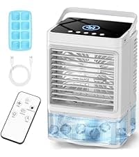 42 INCH Portable Air Conditioners w/LED Touch Screen, 4 Mode&3 Speed,1-Gal Tank for 15H Cooling Evaporative Air Cooler,12H Timer, No Hose No Window Needed, 90° Oscillating AC Unit for Bedroom