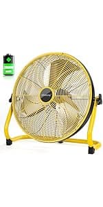 16" Large Solar Rechargeable Floor Fan, 15600 mAh 20W Solar Powered Portable Battery Fan for Home Outdoor Camping Gazebo Chicken Coop Greenhouse Barn, with 360° Adjust Tilt