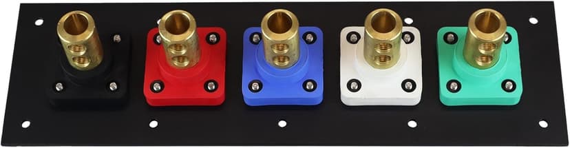 5 Position CAM Lock Panel, 400 Amp, 3 Phase 120/208V, Male, 45°, Double Set-Screw Connections with NEMA 3R Caps and Lanyards, Series 16 CAM Connectors, Power Distribution Panel