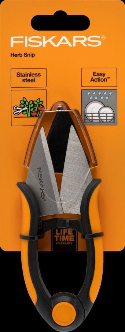 Fiskars Herb Garden Herb Scissors, 5-Inch Garden Shears, Handheld Herb Snips with Sheath and SoftGrip Handle, Dishwasher Safe