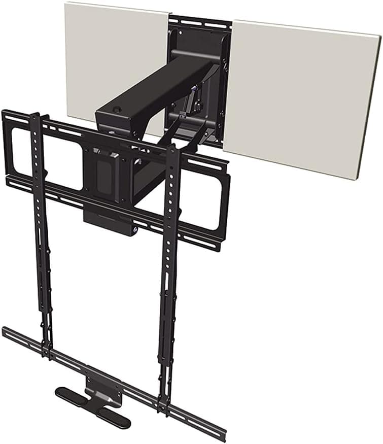 MantelMount MM700 Premier Fireplace TV Mount Pull Down Bracket for 50"-90" & 25-115 lb Televisions Above Mantel with Sound Bar Attachment, Paintable Covers & Safety Pull Down Handles