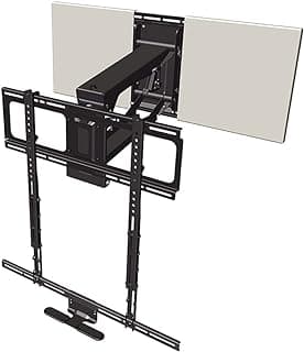 MantelMount MM700 Premier Fireplace TV Mount Pull Down Bracket for 50"-90" & 25-115 lb Televisions Above Mantel with Sound Bar Attachment, Paintable Covers & Safety Pull Down Handles