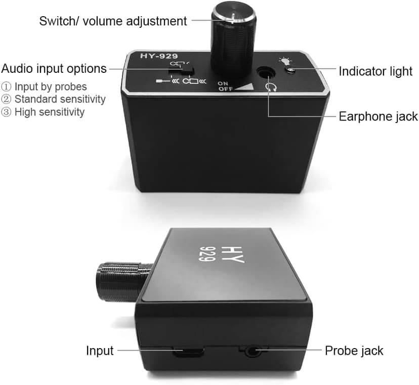 Water Leakage Detection,Water Pipe Leak Detector Sensor Water Pipe Tube Leakage Monitor Tester Kit with Dual Probes Earphone High Sensitivity Water Pipeline Locator Accessory Kit