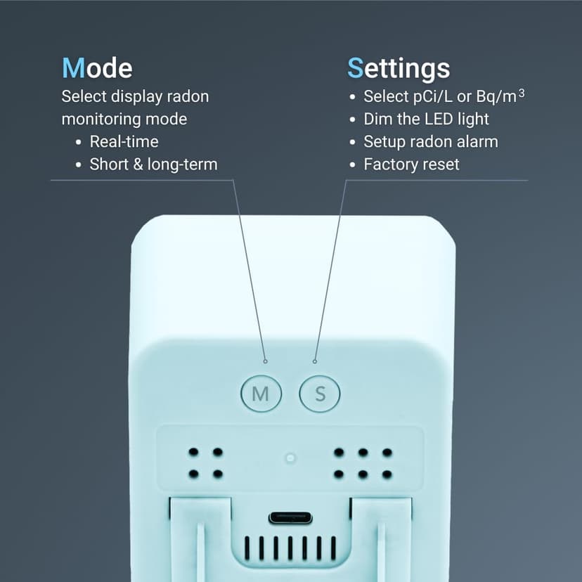 Ecosense EB100 EcoBlu, Home Radon Detector, Capture & Display Results Every 10 Minutes, Short & Long-Term Continuous Monitoring, Easy to Use
