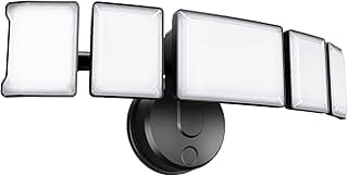 Olafus 100W Flood Light Outdoor, Switch Controlled 10000LM LED Security Light, IP65 Waterproof Outside Floodlight with 5 Adjustable Heads, 6500K Exterior Flood Light Fixture Wired for House Yard Black
