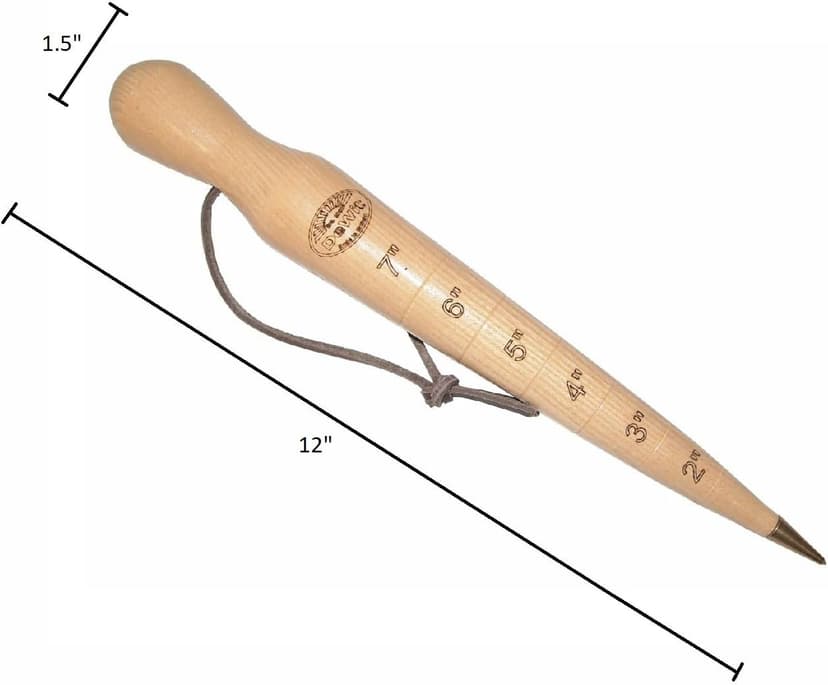 DeWit Wooden Dibber with Depth Measurements and Brass Tip, Simple Garden Tool Hand Dibber to Efficiently Plant Seeds, Bulbs, and Seedlings (12”)