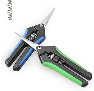 LDK 2Pack Straight Blade and Curved Blade Gardening Hand Pruner, Pruning Snip Pruning Shears, Garden Trimming Scissors with Stainless Steel Blades