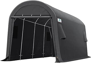 ADVANCE OUTDOOR 10x20 ft Heavy Duty Carport Outdoor Patio Large Space Canopy Storage Shelter Shed with 2 Roll up Zipper Doors & Vents for Snowmobile Garden Tools, Gray