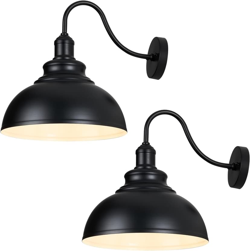 2 Pack Outdoor Wall Lights 14 inch Exterior Barn Wall Sconce Fixture Wall Mount Lantern Waterproof Black Wall Lamps Lumiere Outside Porch Lights House Garage Doorway Patio Front Door Entryway