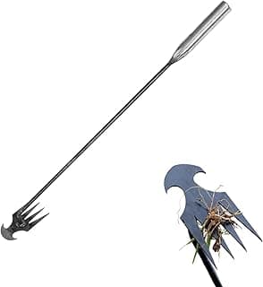 Everglowly Weeder, Everglowly Weed Removal Tool Long Handle, 4 Teeth Garden Weed Pulling Tool Uprooting Weeding Tool for Vegetable Garden Yard Planting (Large)