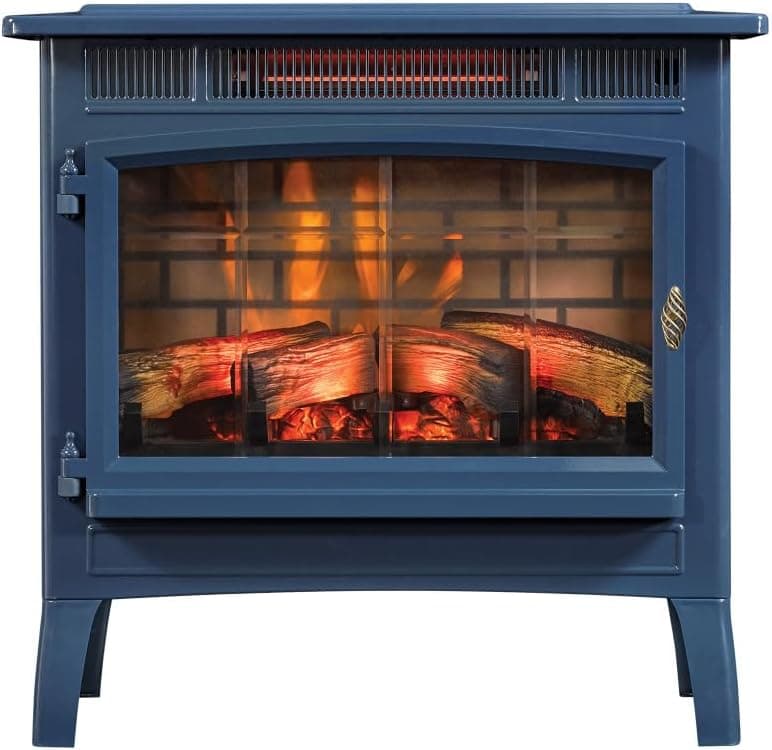 duraflame Freestanding Electric Fireplace Stove Heater with 3D Flame Effect for 1,000 Sq. Ft. Room, Navy