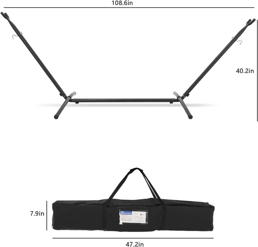 Double Hammock with Stand Included 450lb Capacity Space Saving Steel Stand,Premium Carry Bag Included,Suit for Outside,Indoor,Yard,Camping(Beige).