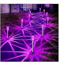 Solar Pathway Lights 10 Pack Solar Outdoor Lights, Led Waterproof Yard Walkway Lighting Stainless Steel Garden Stake for Outside, Path, Landscape, Lawn, Driveway, Backyard(Cold White)
