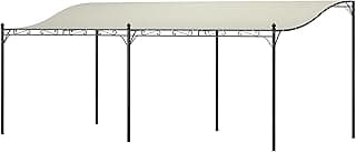 Outsunny 10' x 20' Outdoor Pergola Canopy, Wall-Mounted Metal Patio Canopy with Weather-Resistant Fabric and Drainage Holes for Backyard Garden Porch Beach, Cream White