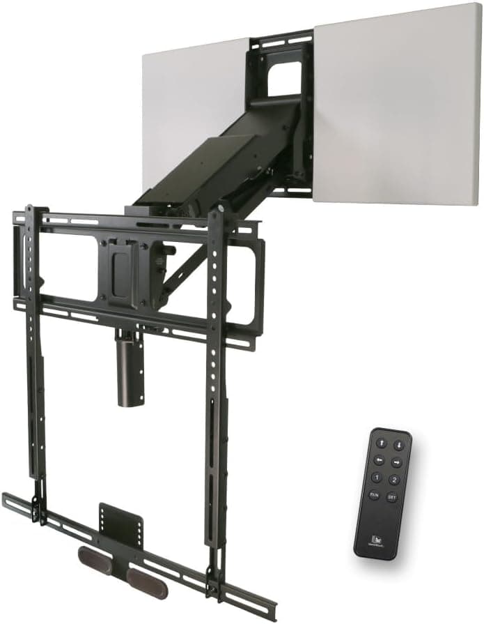 MantelMount MM815 Motorized Remote Control Pull Down TV Mount with Automated Swivel | Above Fireplace Mount for TVs 45"-90" Up to 115 lbs | RF Remote Control & Favorite Memory Positions