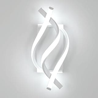 DELIPOP Wall Sconces, Spiral Modern LED Wall Sconce Lighting, 6500K Cool White Indoor Wall Light, Acrylic LED Wall Lamp for Bedroom, Bathroom, Living Room, Hallway, Balcony (White)