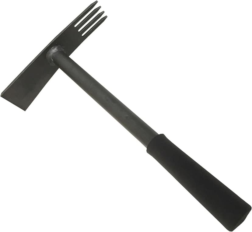Tierra Garden DeWit Comby Hoe - 4 Tine Cultivator and Straight Edge, Head 7.7" L x 1.9" W Total: 13.6" L