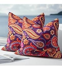 Waterproof Outdoor Pillows, Feather and Down Filled Outdoor Throw Pillows Water-Resistant Decorative Premium Lumbar Pillow Pack of 2