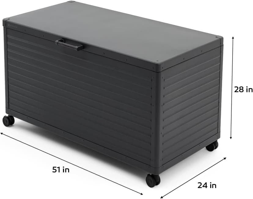 134 Gallon Large Outdoor Deck Box with Wheels, Storage Box with Lid for Patio Furniture, Garden Tools, Outdoor Cushion, Charcoal