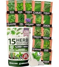 HOME GROWN 15 Culinary Herb Seeds 4,500+ Heirloom 𝗡𝗢𝗡-𝗚𝗠𝗢, 𝗨𝗦𝗔-𝗦𝗢𝗨𝗥𝗖𝗘𝗗 High Germination Rate, for Planting Indoor Hydroponic Outdoor, Gardening Gifts for Women Men, Mothers Day Gifts