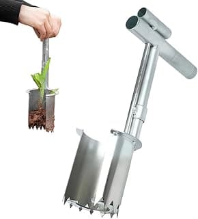 Bulb Planter Tool Stainless Steel, 2025 New Garden Seedling Transplanter, Easy Seed & Bulb Planting Tool for Flowers, Vegetables, Fruit Trees, Heavy-Duty Garden Hand Tool (1PC-B)
