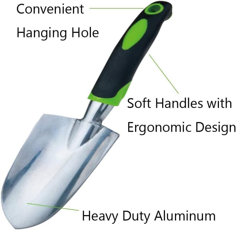 Garden Trowel & Hand Wide Shovel Pointed with Soft Rubberized Non-Slip Ergonomic Handle for Planting, Transplanting, Weeding, Moving and Smoothing Soil - Gardening Gift (Style 1)